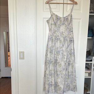 En Saison Light Lavender Floral Maxi Dress with Green Accents